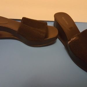 Calvin Klein slip on black sandal size 10